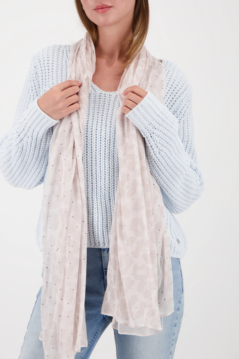 Monari Scarf With Leopard Print in Lattemacchiato Pattern 809678