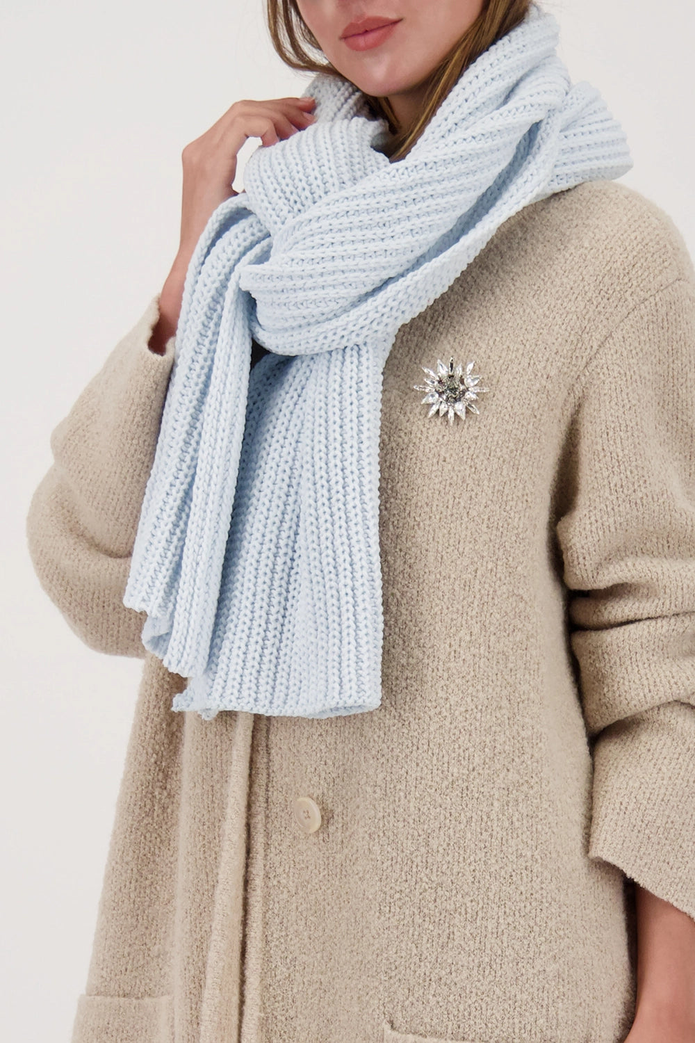Monari Knitted Scarf in Ice Blue 809682