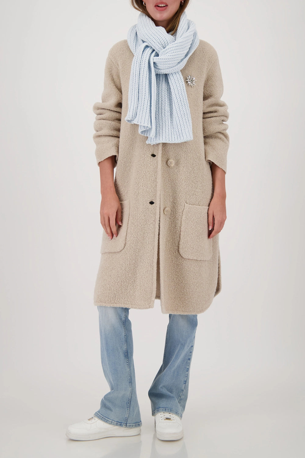 Monari Knitted Scarf in Ice Blue 809682