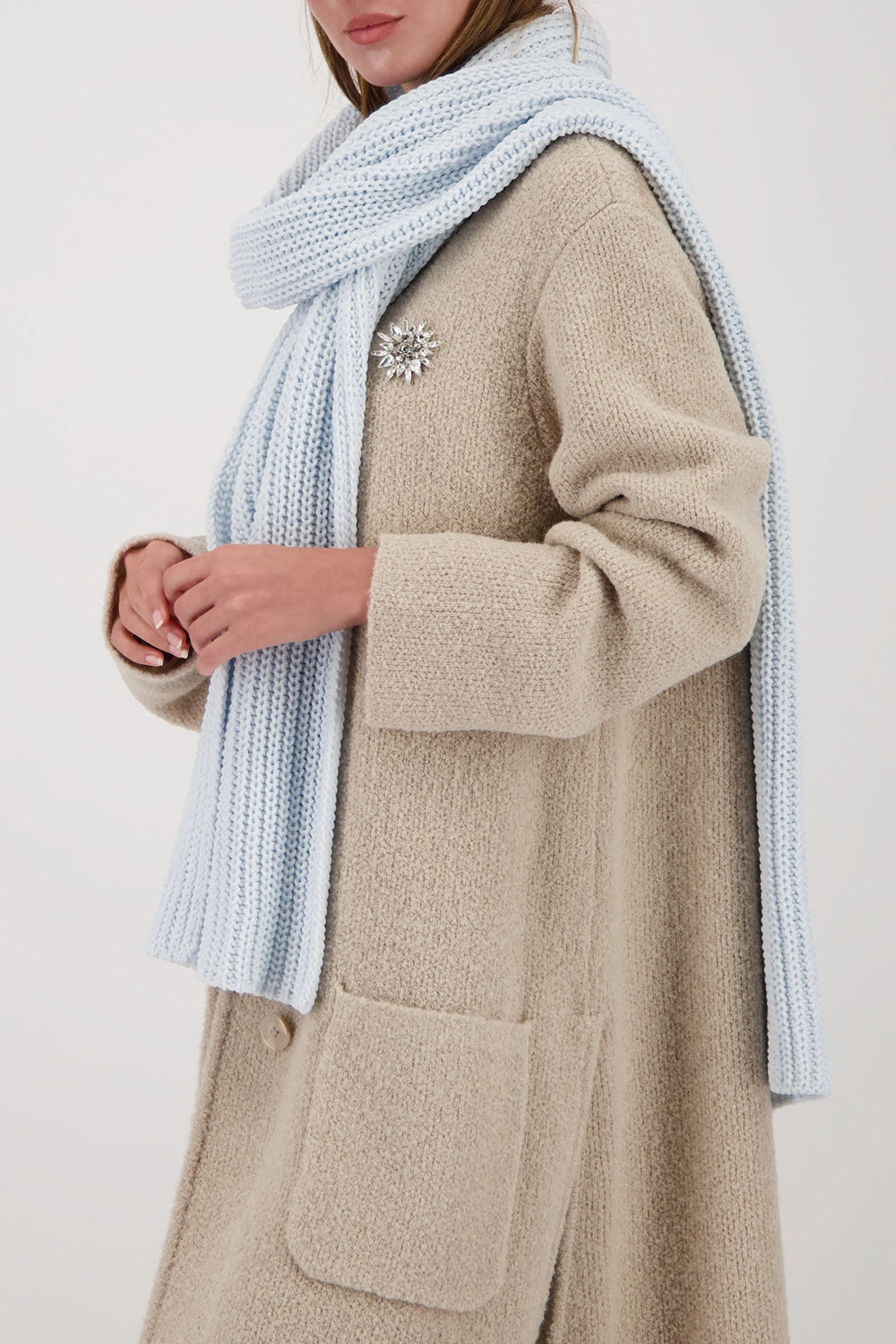 Monari Knitted Scarf in Ice Blue 809682