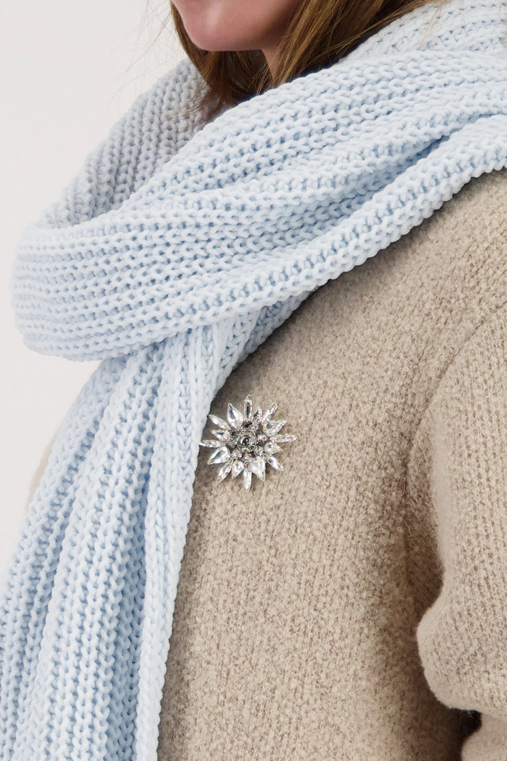 Monari Knitted Scarf in Ice Blue 809682