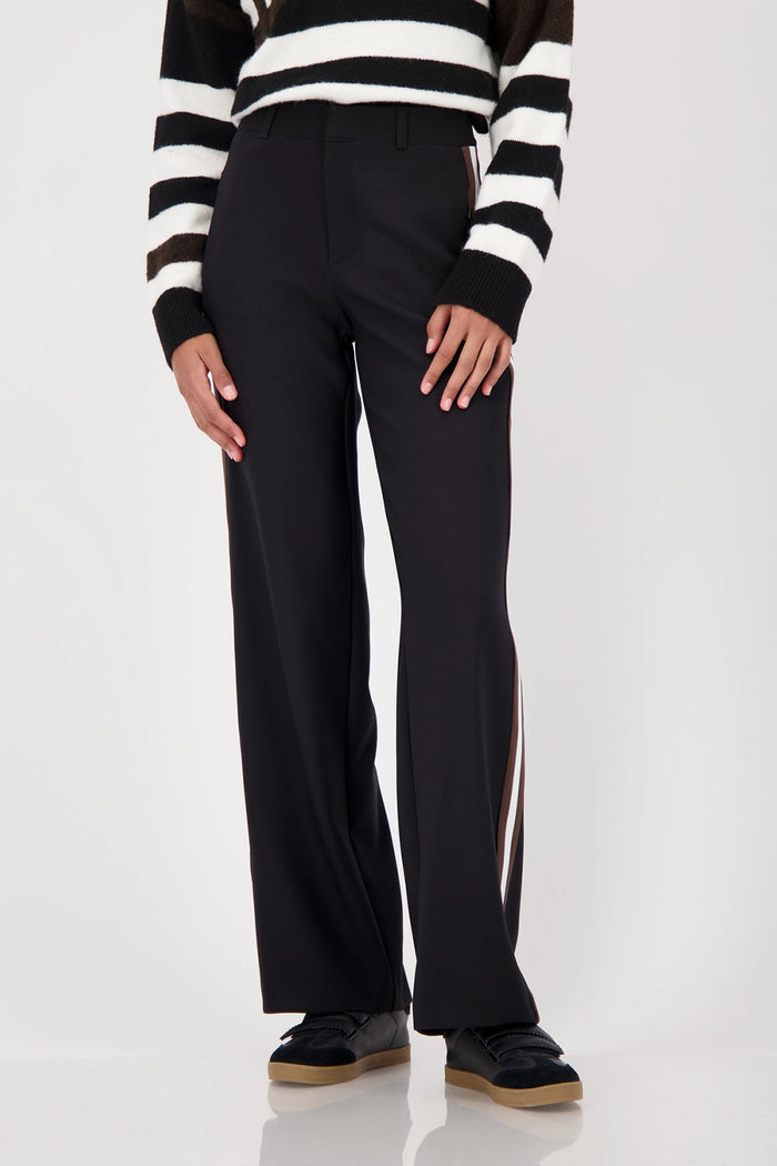 Monari Straight-Leg Pants With Stripes On The Side in Black 809696