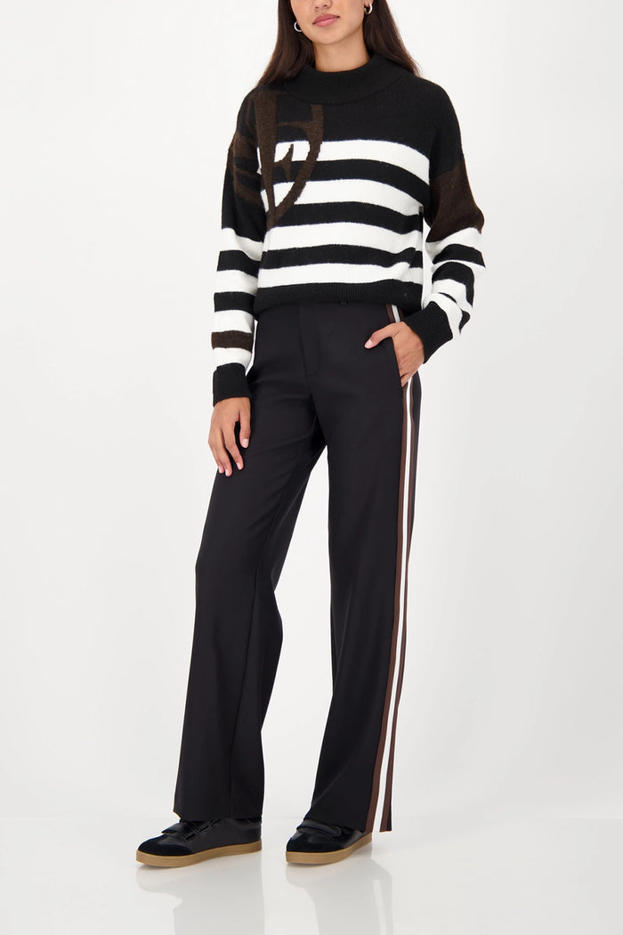 Monari Straight-Leg Pants With Stripes On The Side in Black 809696