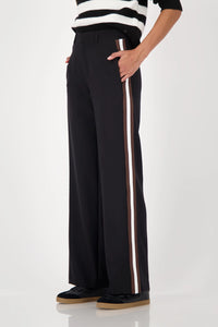 Monari Straight-Leg Pants With Stripes On The Side in Black 809696