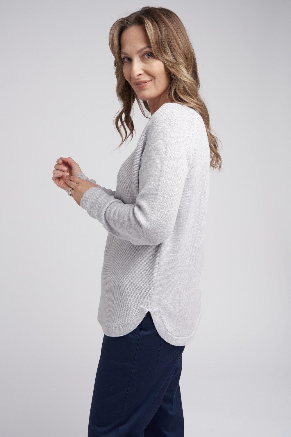 Goondiwindi Cotton Raglan Jumper in Grey Shimmer 8158