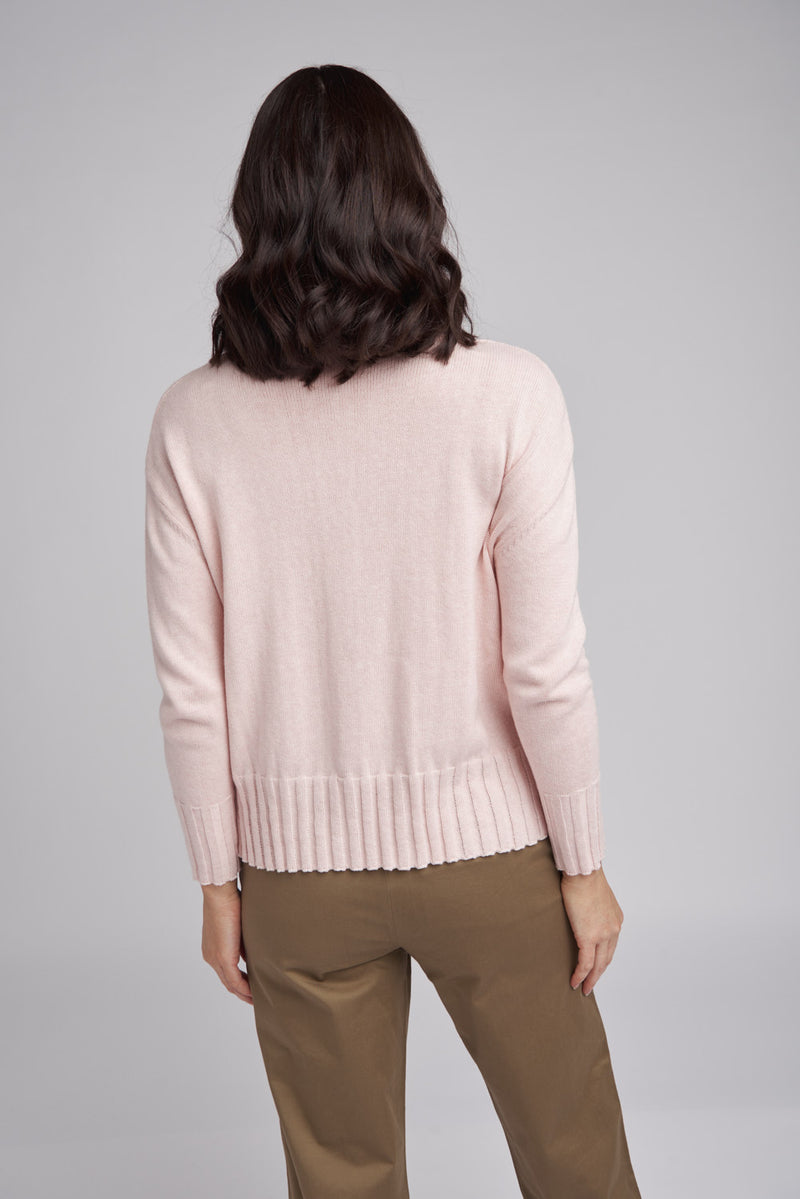 Goondiwindi Cotton Rib Hem Jumper in Pink Calico 8176