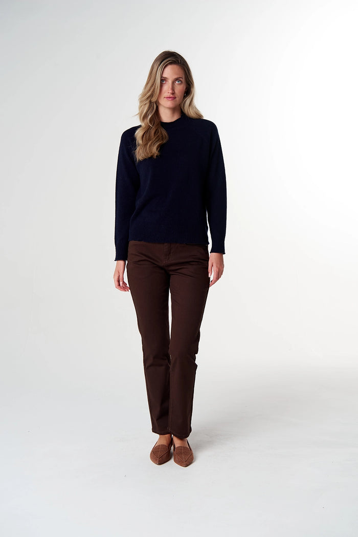 Goondiwindi Cotton Funnel Neck Merino Jumper in Dark Navy 8186M