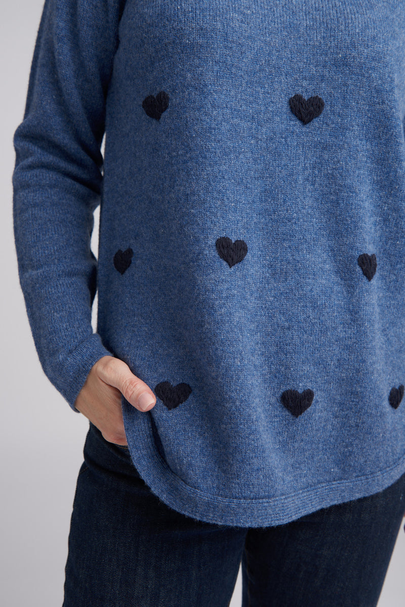 Goondiwindi Cotton Hearts Knit Jumper in Marathon/Navy 8208