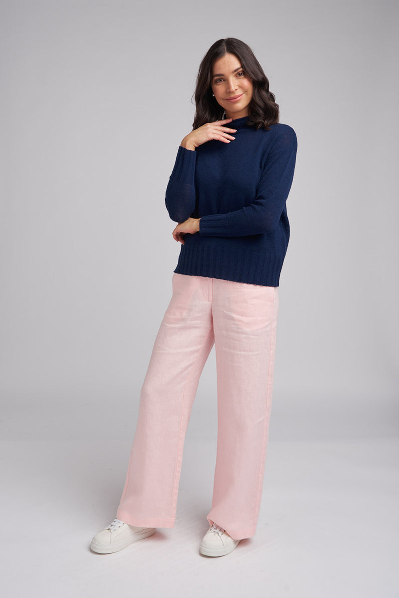 Goondiwindi Cotton Rib Neck & Hem Jumper in Bright Navy 8211