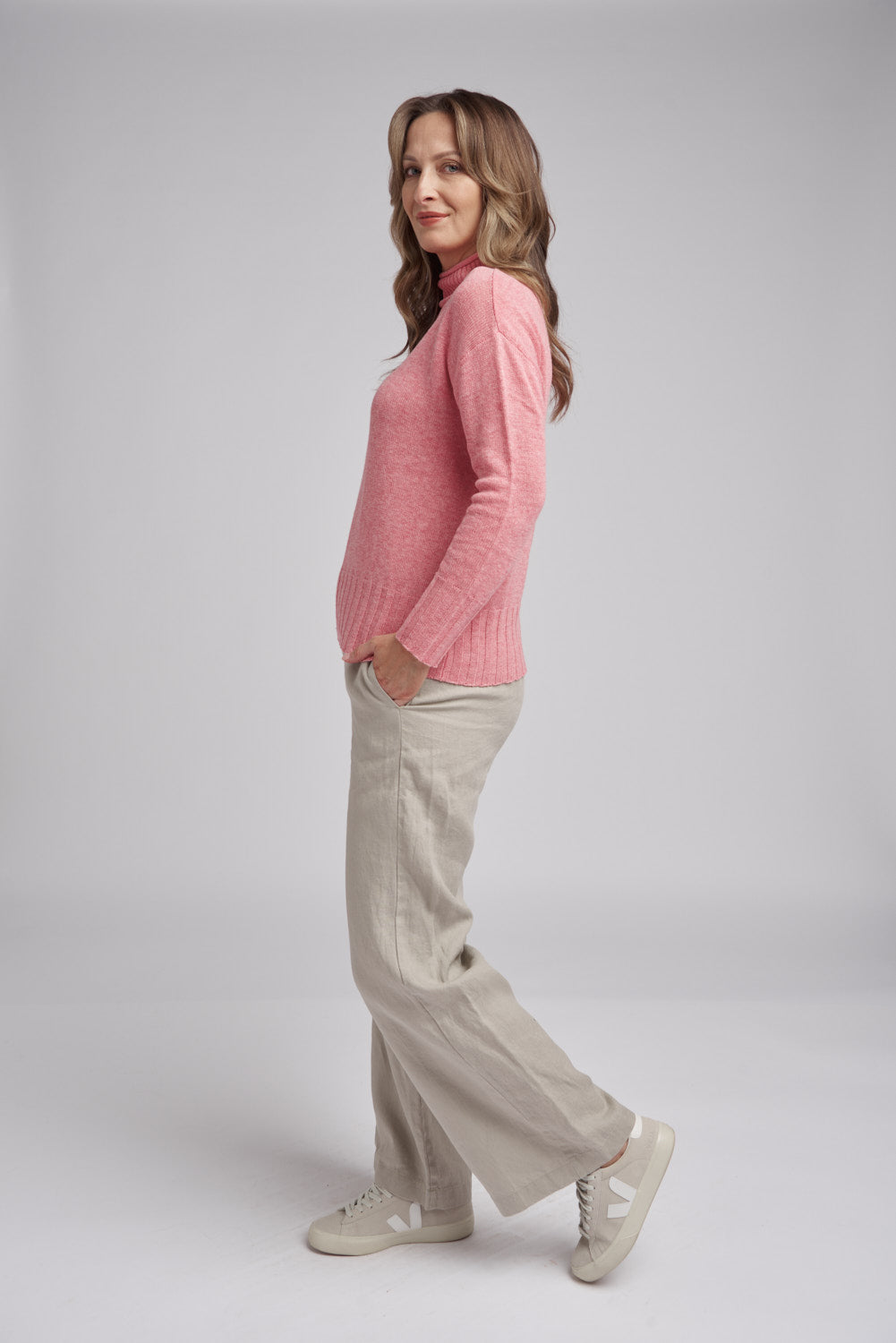 Goondiwindi Cotton Rib Neck & Hem Jumper in Coraline 8211