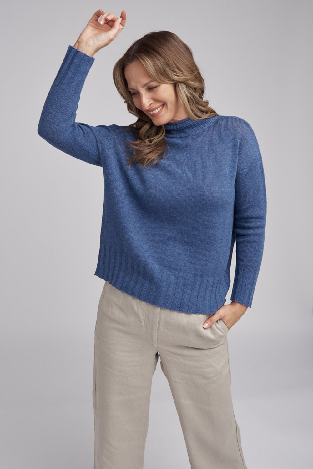 Goondiwindi Cotton Rib Neck & Hem Jumper in Marathan 8211