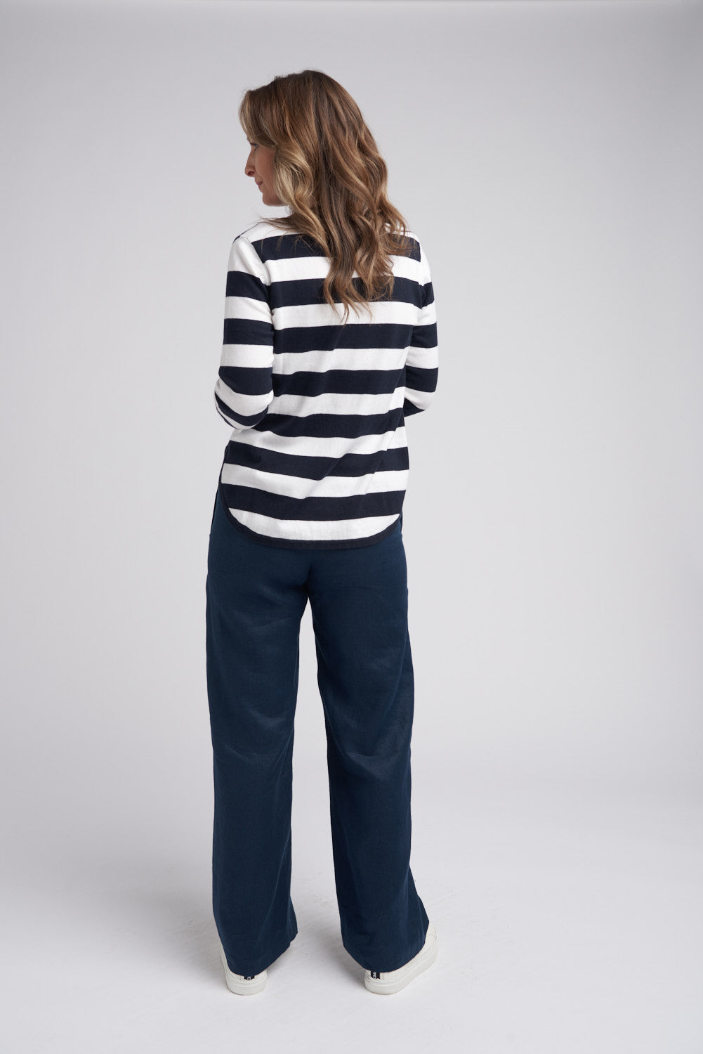 Goondiwindi Cotton Even Stripe Jumper in Neat Navy / Laser 8213