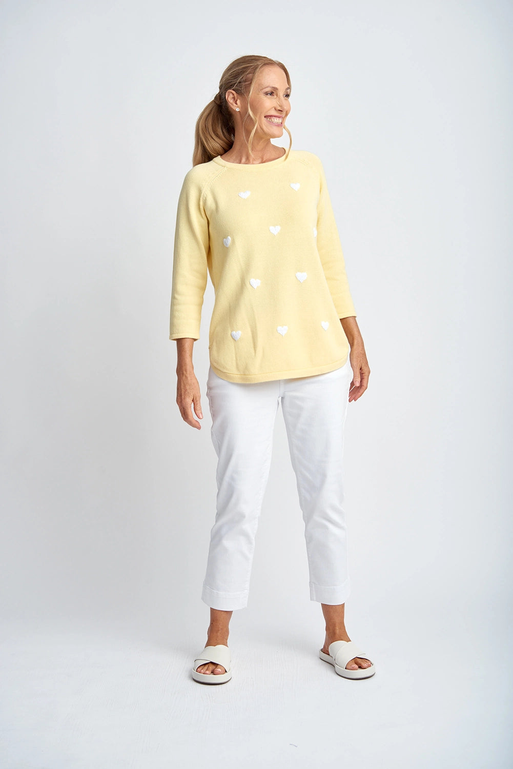 Goondiwindi Cotton Hearts Jumper in Lemon/White 8217