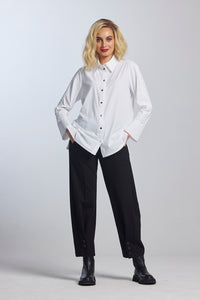 Paula Ryan Rouched Sleeve Shirt in Microjersey 8826