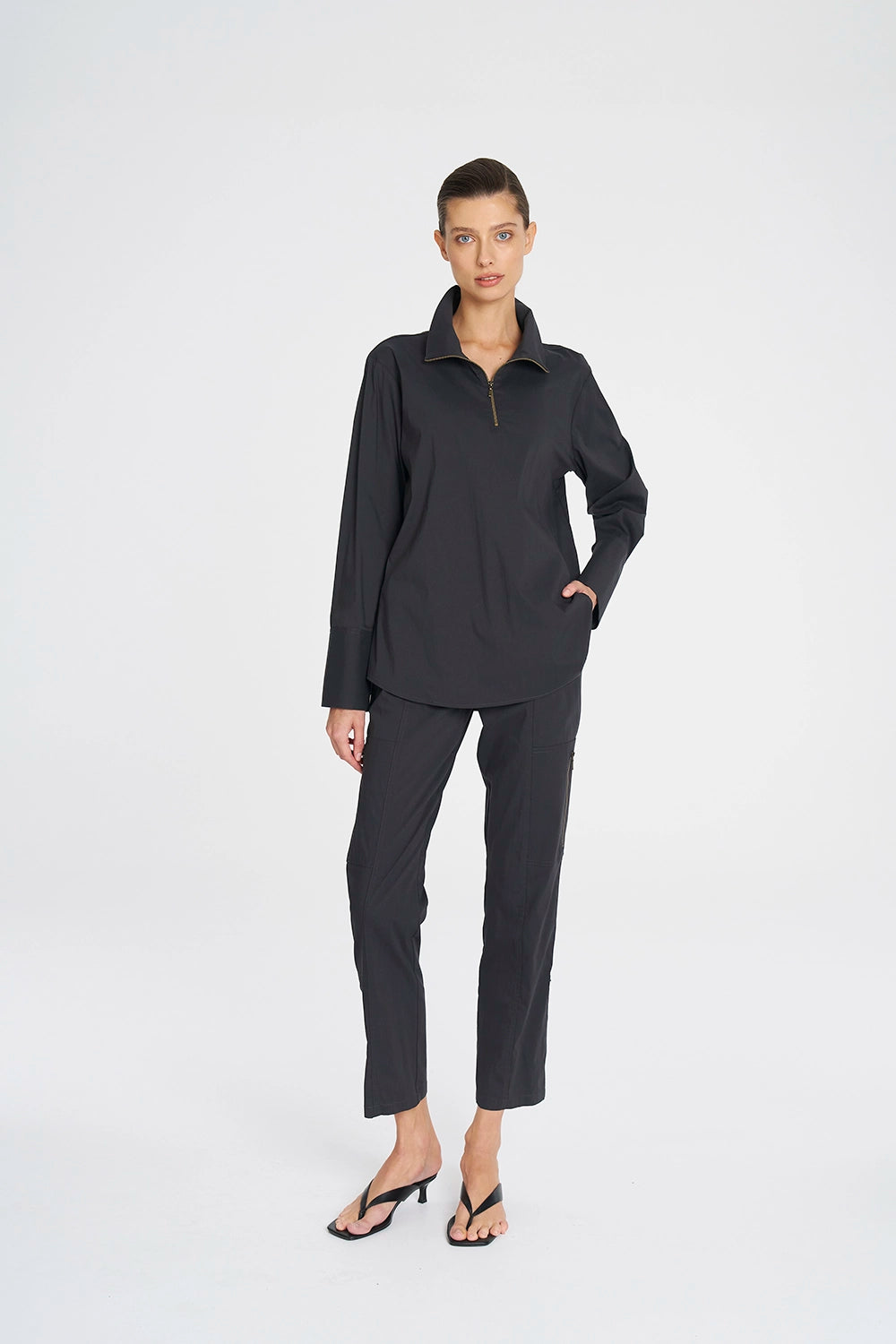 Mela Purdie Half Zip Blouse In Canyon F65 8632 - Pre-Order March Delivery