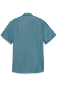 Bugatti S/S Shirt in Geo Aqua 9450-18513E-440