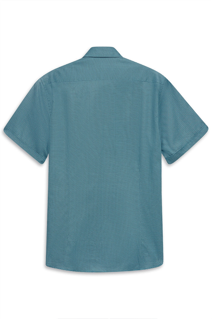 Bugatti S/S Shirt in Geo Aqua 9450-18513E-440