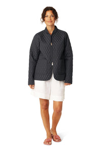 Ilse Jacobsen Short Quilt Jacket in Dark Indigo ALLY07