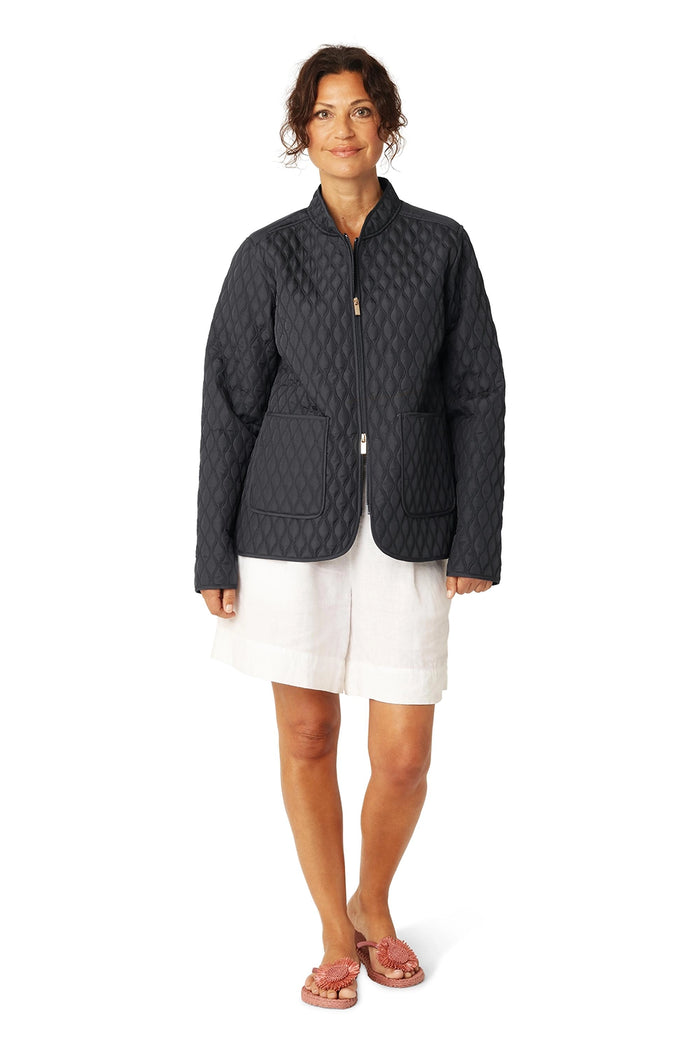 Ilse Jacobsen Short Quilt Jacket in Dark Indigo ALLY07