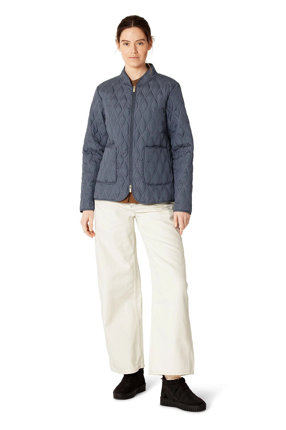 Ilse Jacobsen Short Quilt Jacket in Ombre Blue AROS06