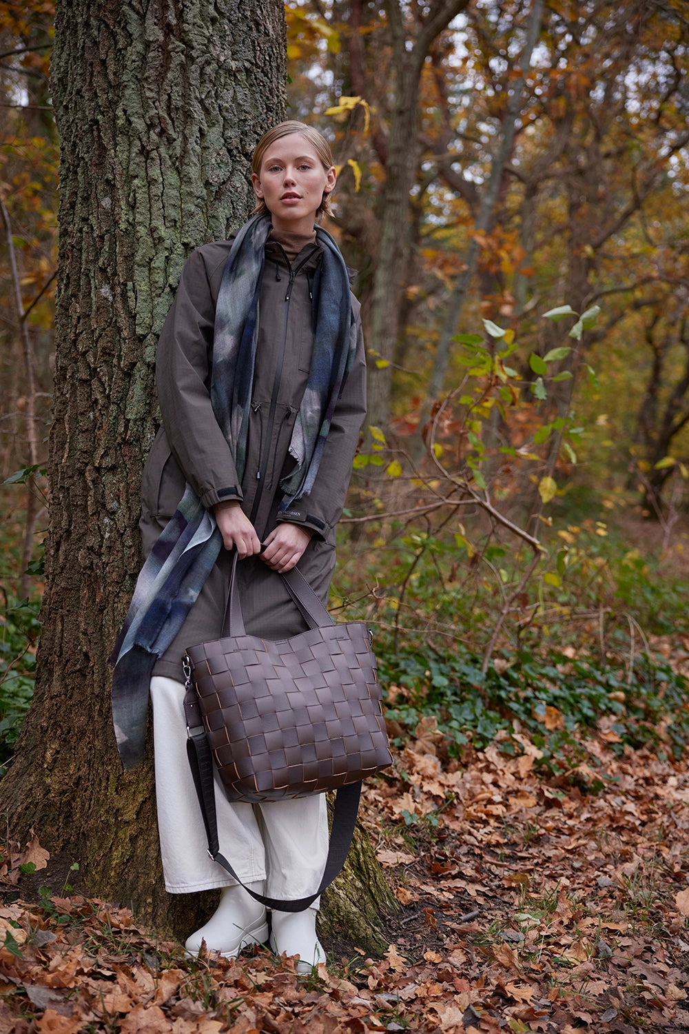 Ilse Jacobsen Moss Printed Scarf in Moss Print WOOCA03 - Pre-Order April Delivery