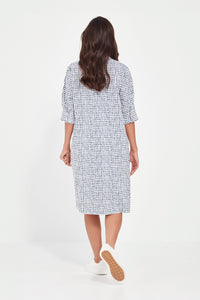 Verge Acrobat Tile Dress in Denim Print 9927LW