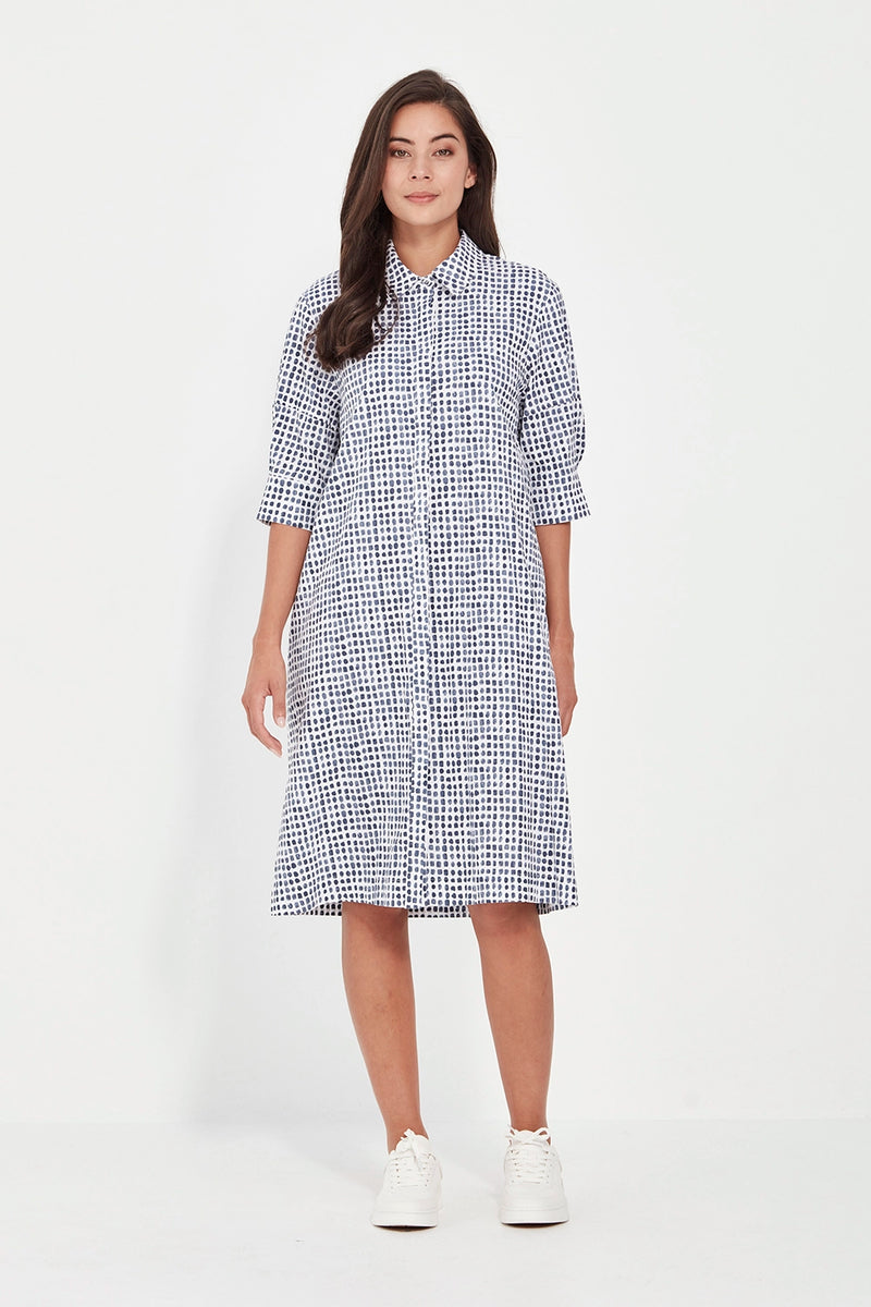 Verge Acrobat Tile Dress in Denim Print 9927LW