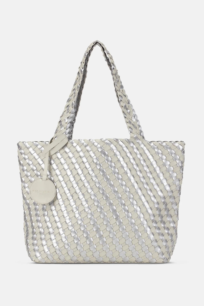 Ilse Jacobsen Tote Bag Braided in Milk Creme Silver BAG06C