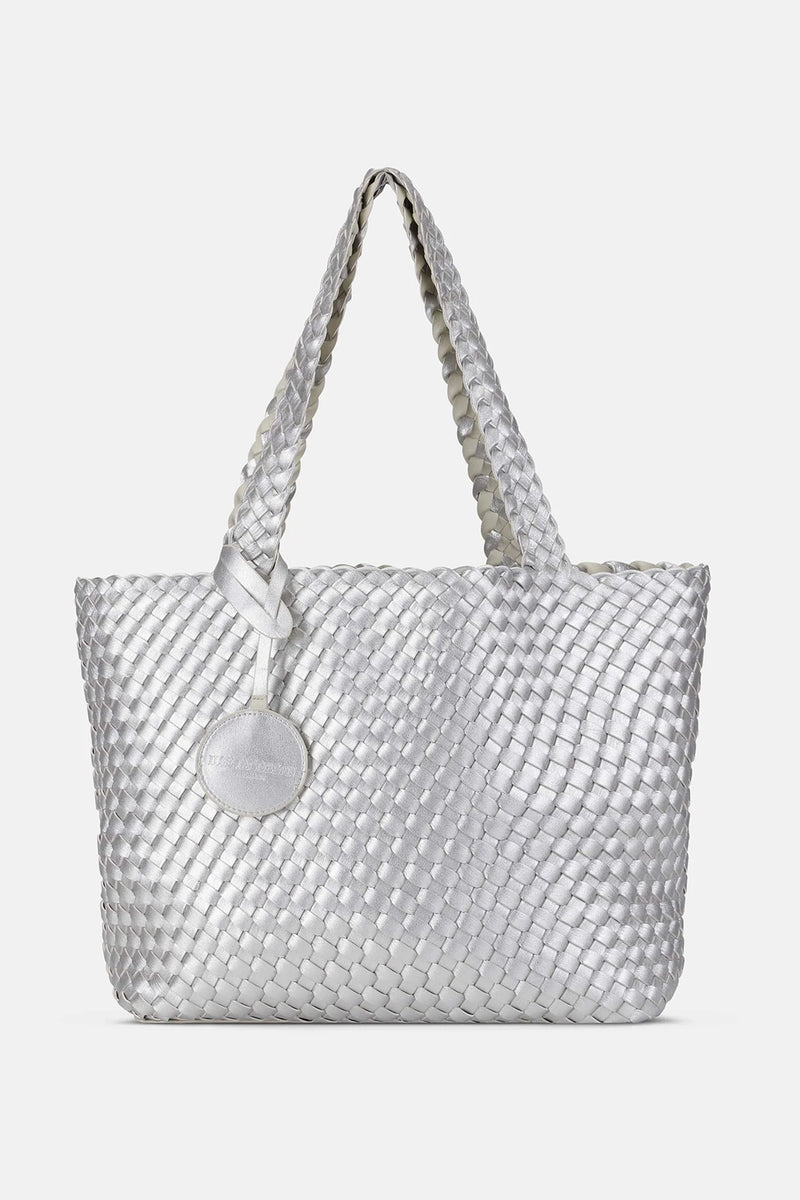 Ilse Jacobsen Tote Bag Braided in Milk Creme Silver BAG06C