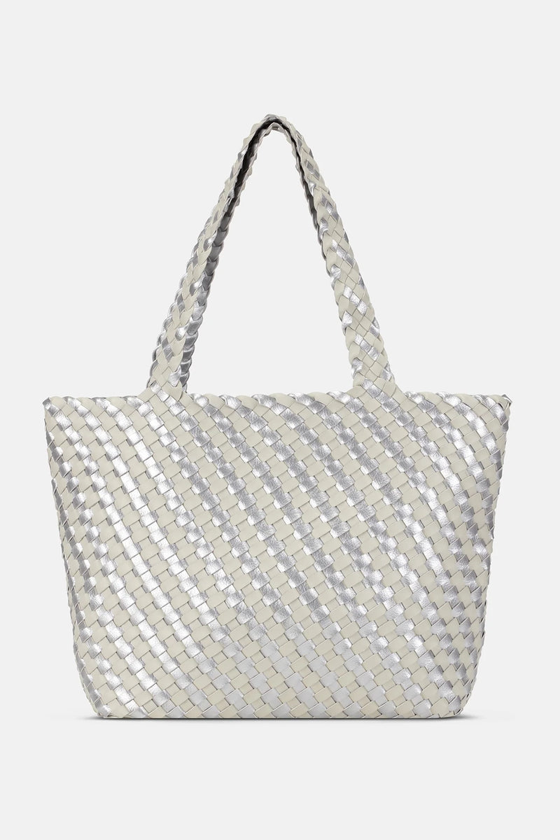 Ilse Jacobsen Tote Bag Braided in Milk Creme Silver BAG06C