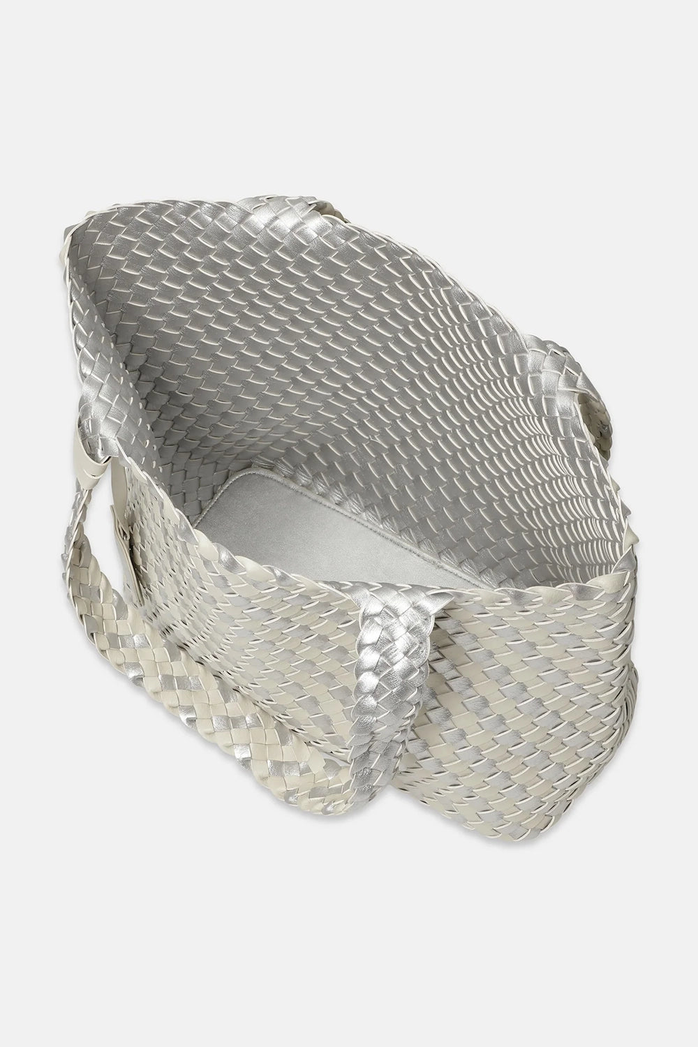 Ilse Jacobsen Tote Bag Braided in Milk Creme Silver BAG06C