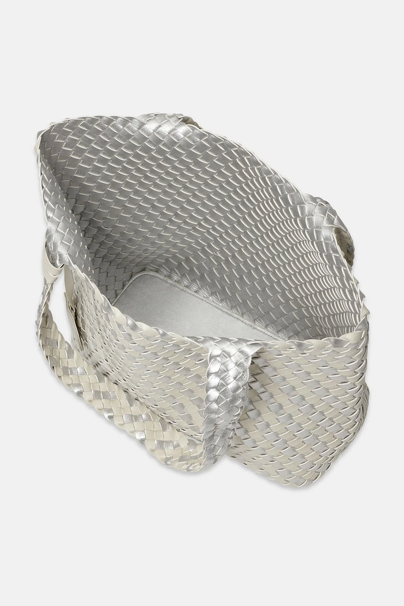Ilse Jacobsen Tote Bag Braided in Milk Creme Silver BAG06C