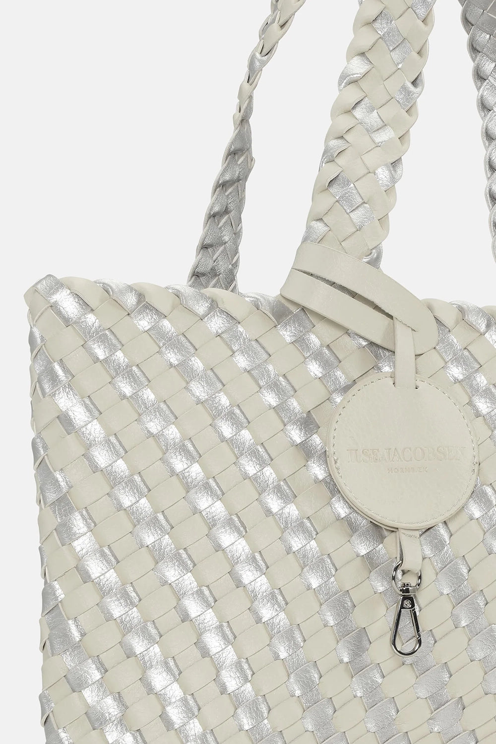 Ilse Jacobsen Tote Bag Braided in Milk Creme Silver BAG06C