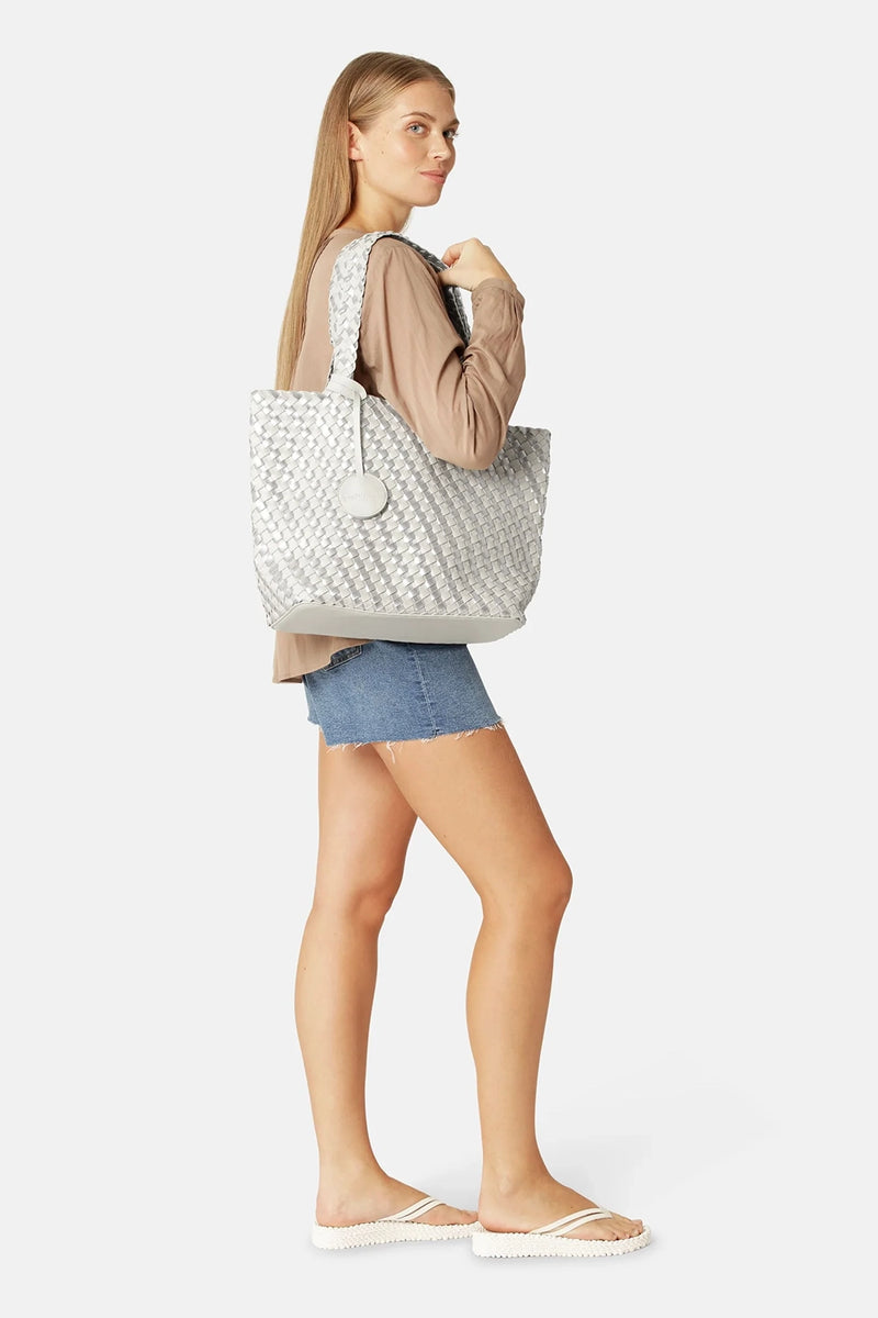 Ilse Jacobsen Tote Bag Braided in Milk Creme Silver BAG06C