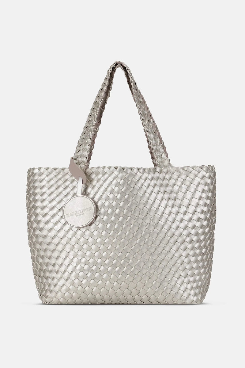 Ilse Jacobsen Tote Bag Braided in Atmosphere Platinum BAG06C