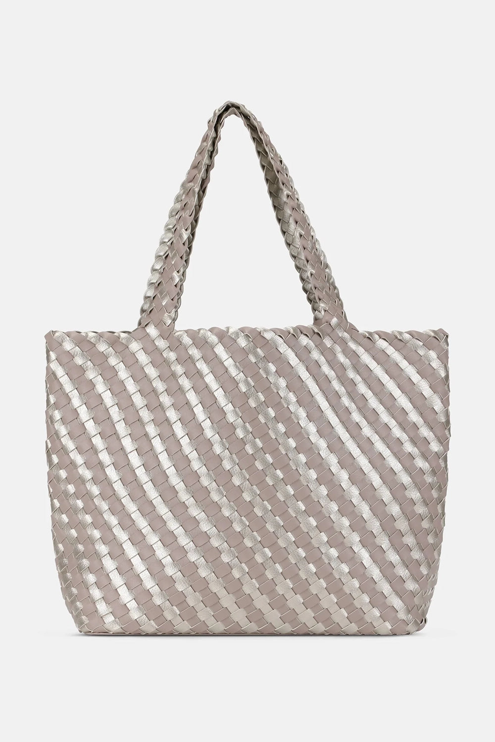 Ilse Jacobsen Tote Bag Braided in Atmosphere Platinum BAG06C