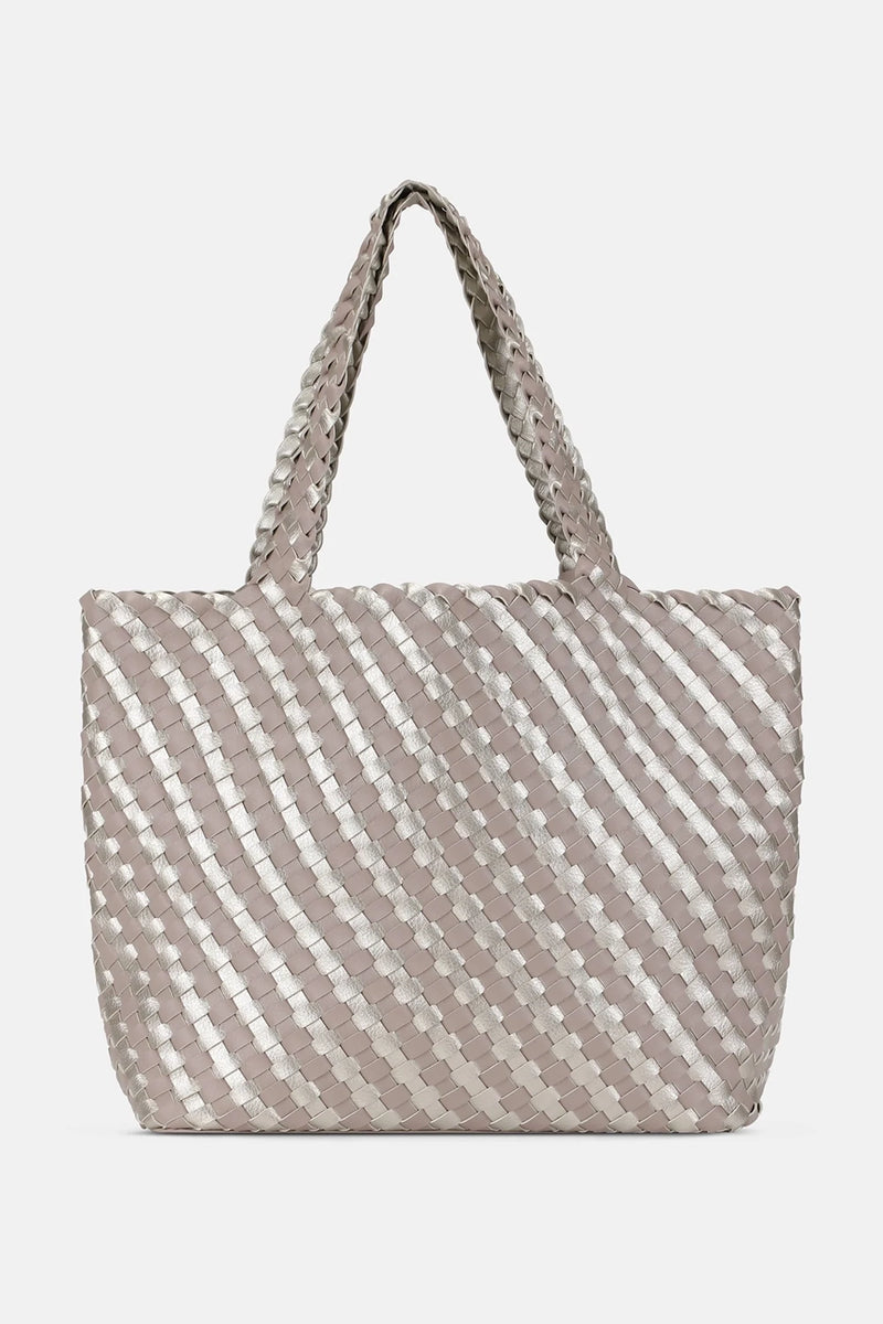 Ilse Jacobsen Tote Bag Braided in Atmosphere Platinum BAG06C