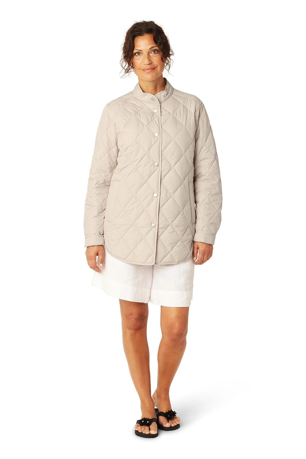 Ilse Jacobsen Quilted Shirt Jacket in Light Camel BEAT04