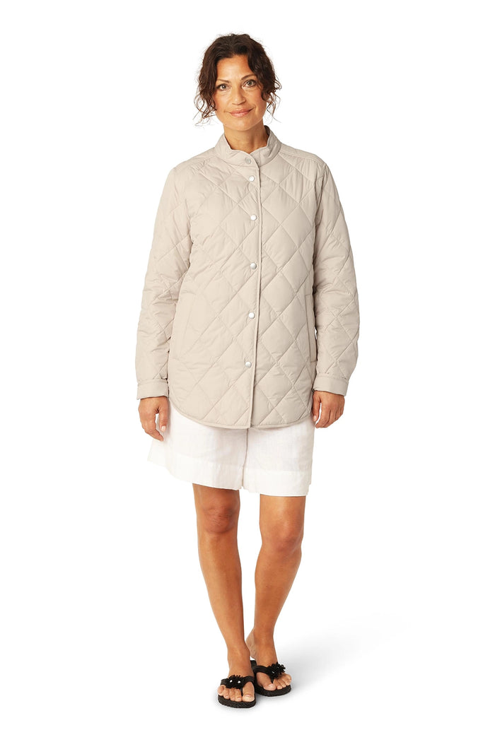 Ilse Jacobsen Quilted Shirt Jacket in Light Camel BEAT04