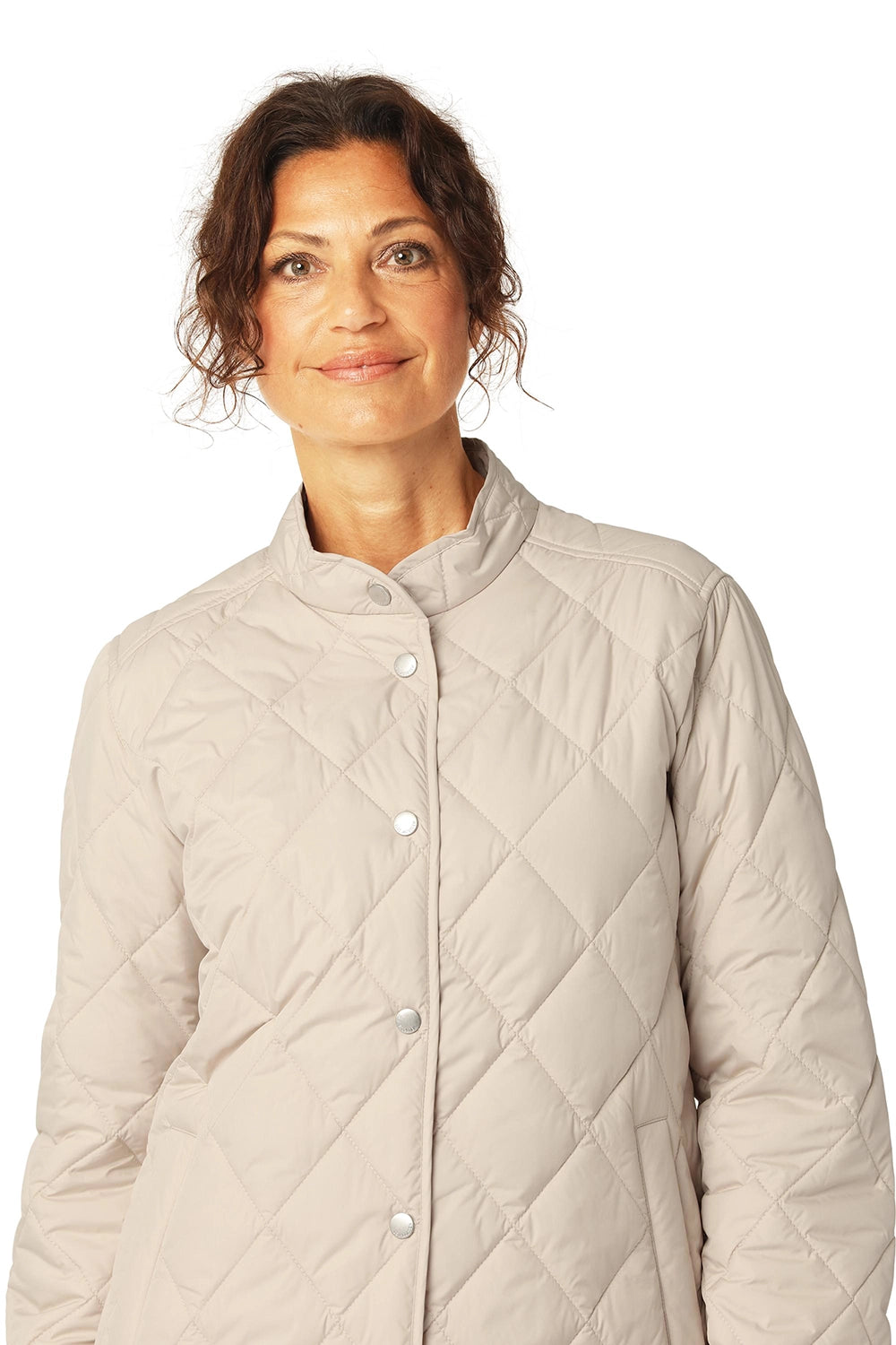 Ilse Jacobsen Quilted Shirt Jacket in Light Camel BEAT04
