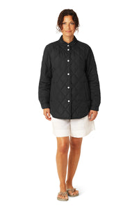 Ilse Jacobsen Quilted Shirt Jacket in Dark Indigo BEAT04