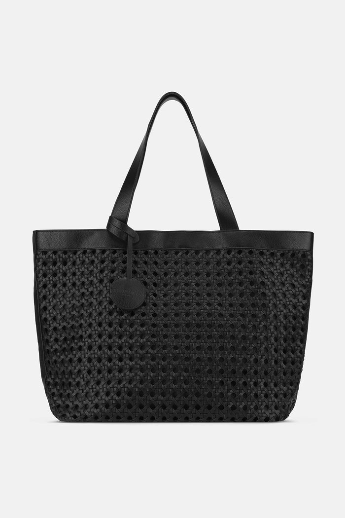 Ilse Jacobsen Large Beach Bag in Black-Black BRAID01