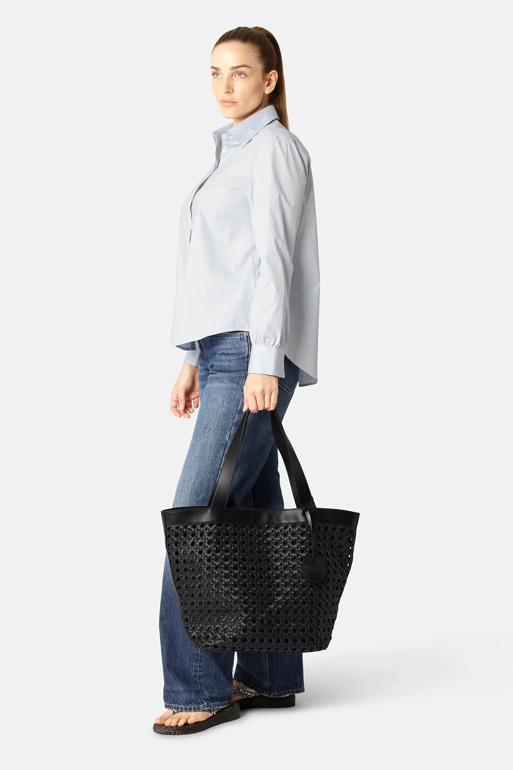 Ilse Jacobsen Large Beach Bag in Black-Black BRAID01