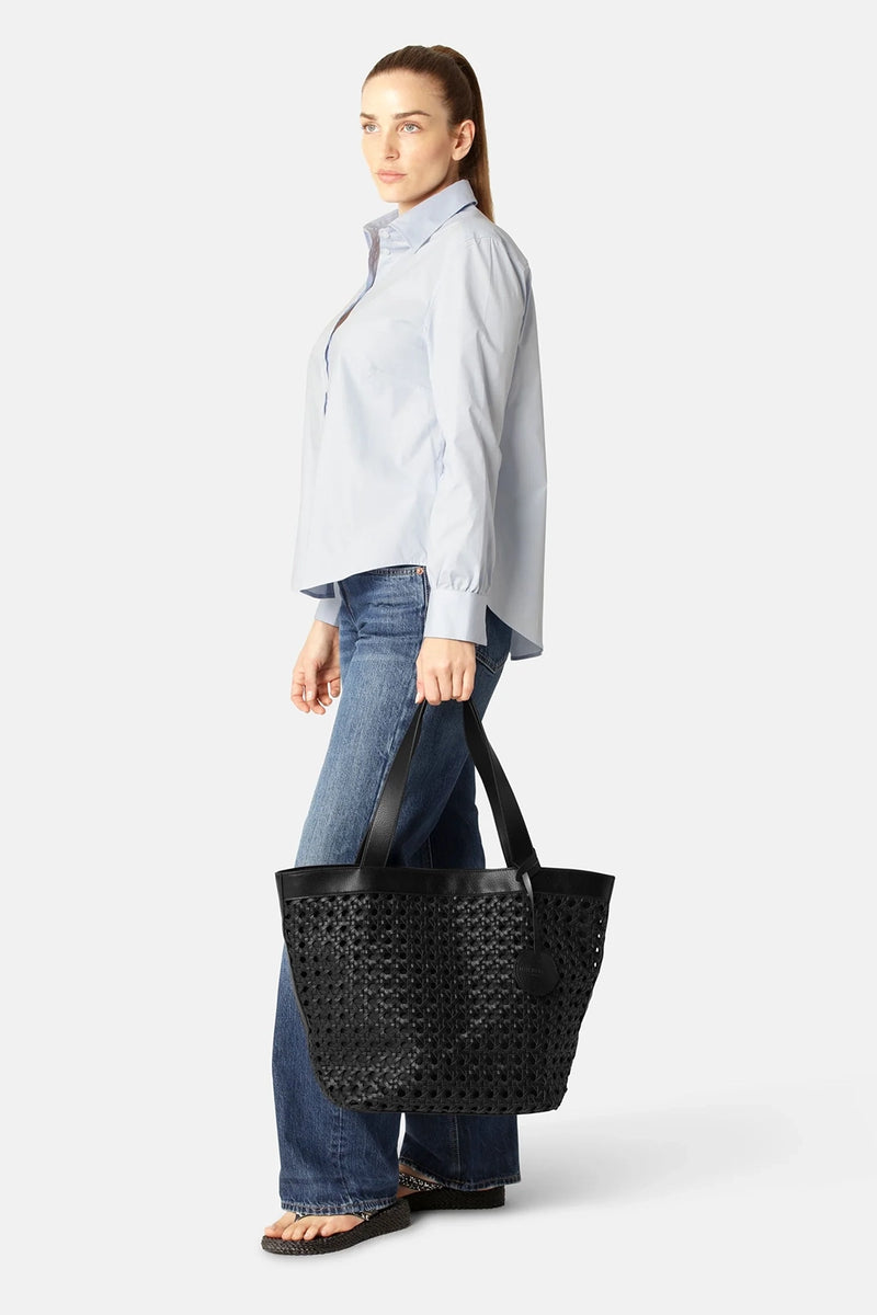 Ilse Jacobsen Large Beach Bag in Black-Black BRAID01