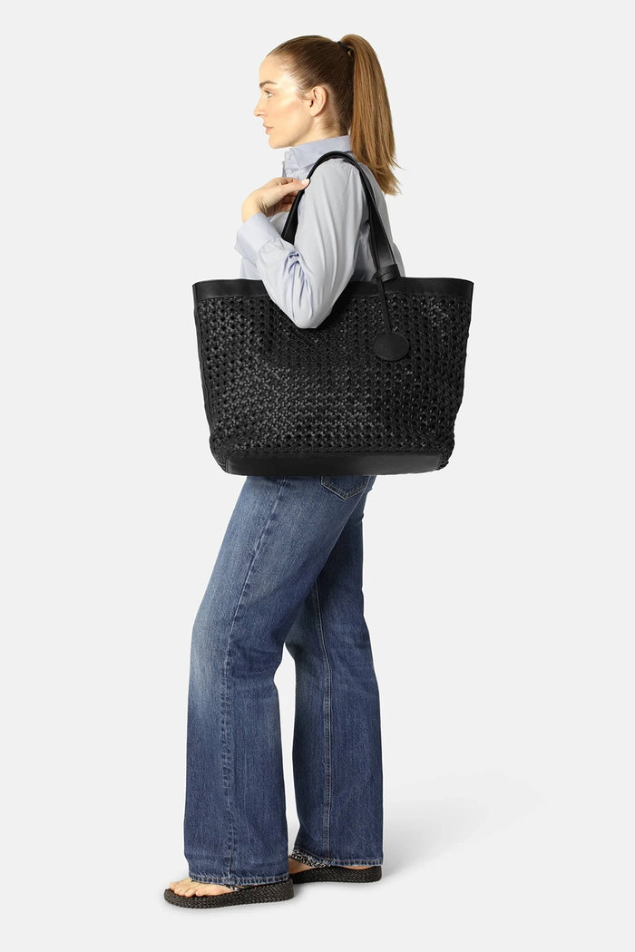 Ilse Jacobsen Large Beach Bag in Black-Black BRAID01