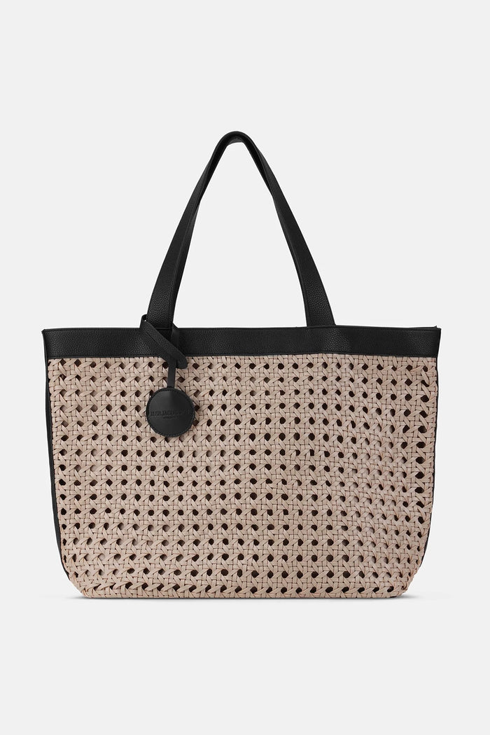 Ilse Jacobsen Large Beach Bag in Sand Pile-Black BRAID01