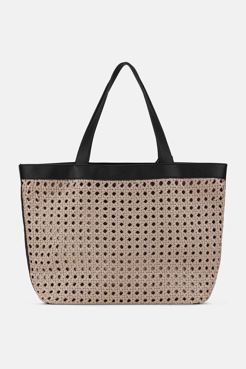 Ilse Jacobsen Large Beach Bag in Sand Pile-Black BRAID01