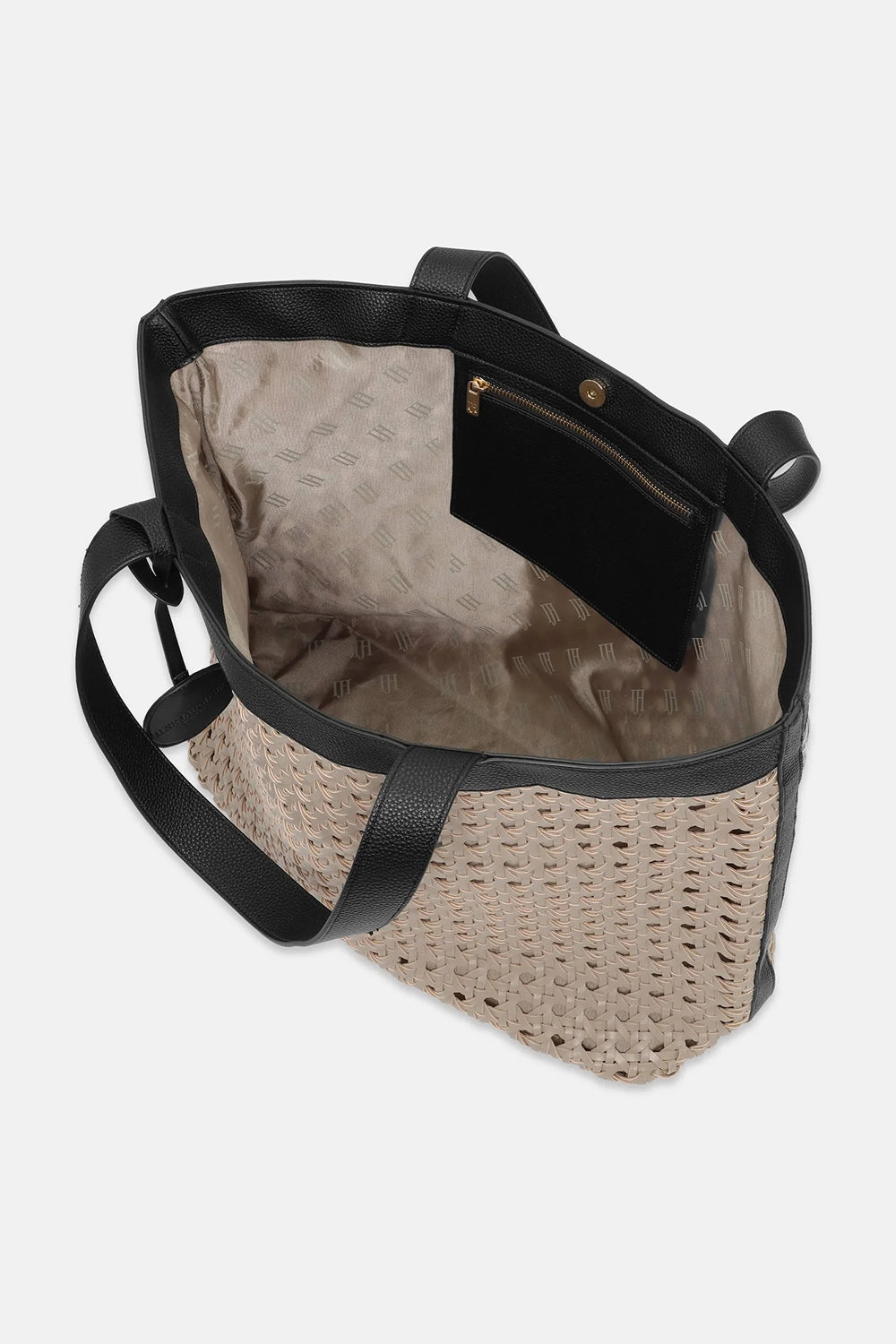 Ilse Jacobsen Large Beach Bag in Sand Pile-Black BRAID01