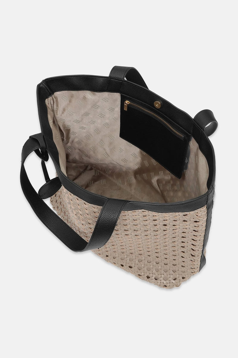 Ilse Jacobsen Large Beach Bag in Sand Pile-Black BRAID01