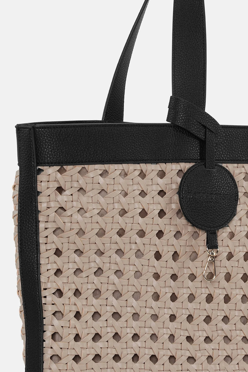 Ilse Jacobsen Large Beach Bag in Sand Pile-Black BRAID01